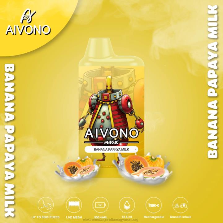 Aivono AIM MAGIC 5800-as szájdobozos cigaretta banán papaya tej 6F0694 - Vape Nagykereskedés