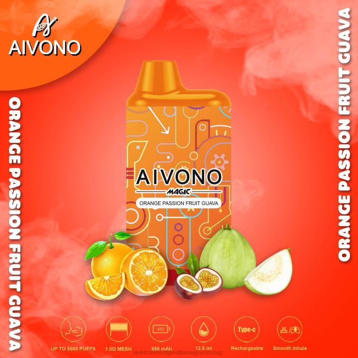 Aivono AIM MAGIC 5800-as szájdobozos cigaretta narancssárga maracuja guava 6F0690 - Elektromos Cigaretta Töltő Alkatrészek