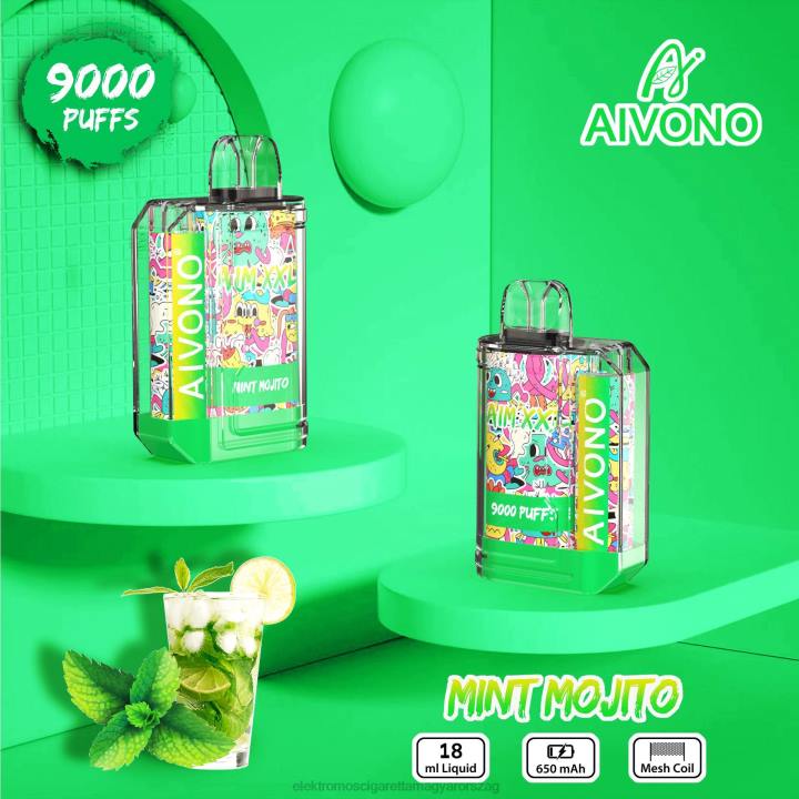 Aivono AIM XXL 9000 szájmatrica átlátszó mentás mojito 6F0655 - Elektromos Cigaretta Repülő