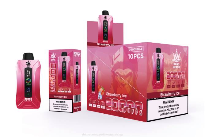 Bang Beach 20000 puff okosképernyős vape eper jég 6PF66 - Elektromos Cigaretta Árak