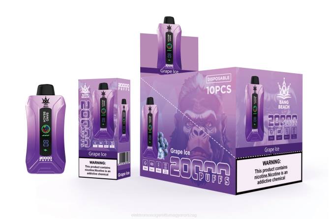 Bang Beach 20000 puff okosképernyős vape szőlőjég 6PF610 - Elektromos Cigaretta Töltő Alkatrészek