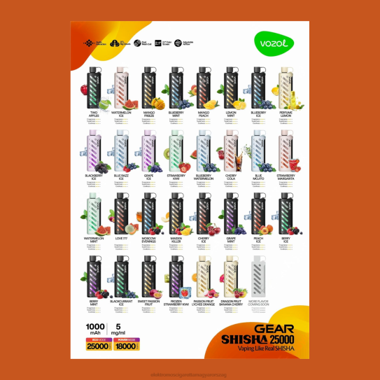VOZOL váltó shisha 25000 több 8DDRP1 - Elektromos Cigaretta Töltő
