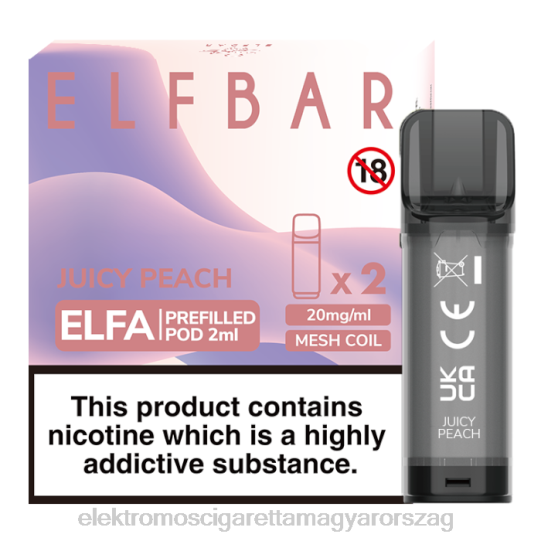 lédús őszibarack LPPNH332 Elektromos Cigaretta Fajták - ELFBAR Elfa előretöltött hüvely - 2 ml - 20 mg (2 csomag)