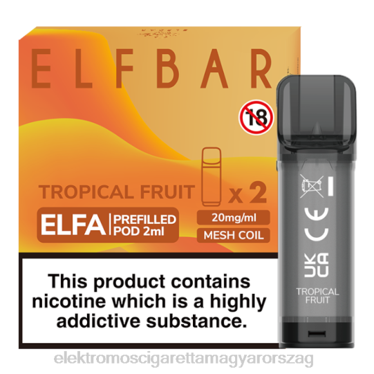 trópusi gyümölcs LPPNH328 Elektromos Cigaretta Bolt - ELFBAR Elfa előretöltött hüvely - 2 ml - 20 mg (2 csomag)