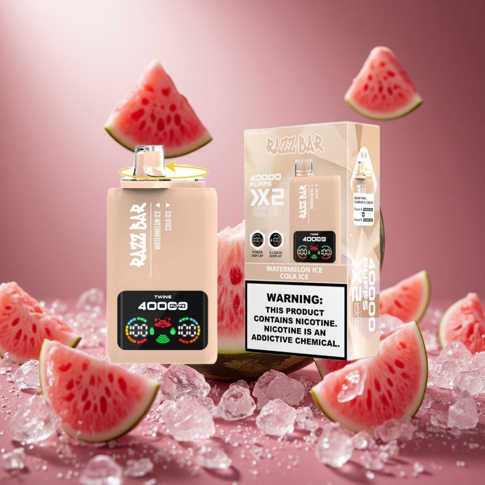 Razz Bar 40000 Puffs Dinnye Jég_Kóla Jég E-Cigi 1.0 Ohm 2 Rácsos Tekercs hungary vape wholesale