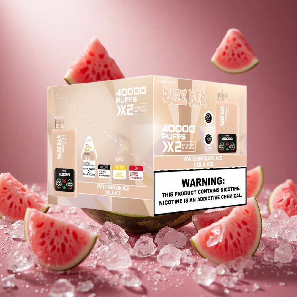 Razz Bar 40000 Puffs Dinnye Jég_Kóla Jég E-Cigi 1.0 Ohm 2 Rácsos Tekercs hungary vape wholesale