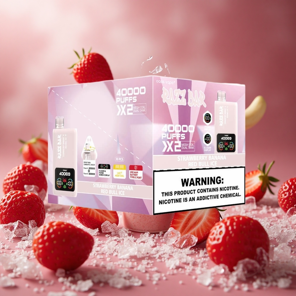 Razz Bar 40000 Puffs Eper Banán_Vörös Bika Jég 1.0Ohm 2 Rácsos Tekercs hungary vape wholesale