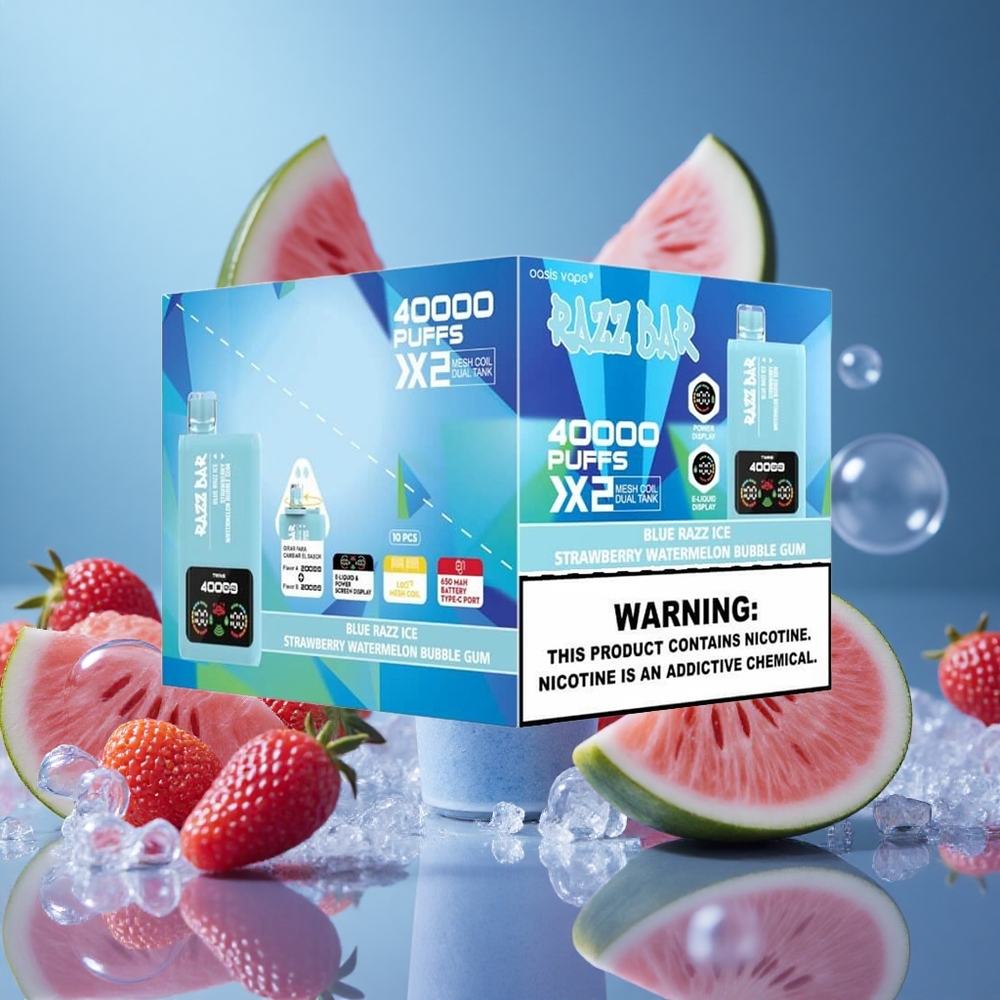 Razz Bar 40000 Puffs Kék Áfonya Jég-Eper Görögdinnye Buborék Rágó Power Screen Display hungary vape wholesale