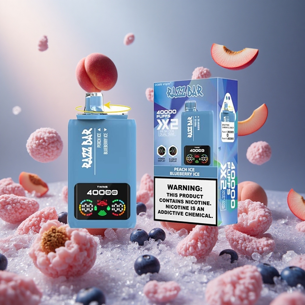 Razz Bar 40000 Puffs Sárgabarack Jég_Áfonya Jég 1.0Ohm 2 Mesh Coil hungary vape wholesale