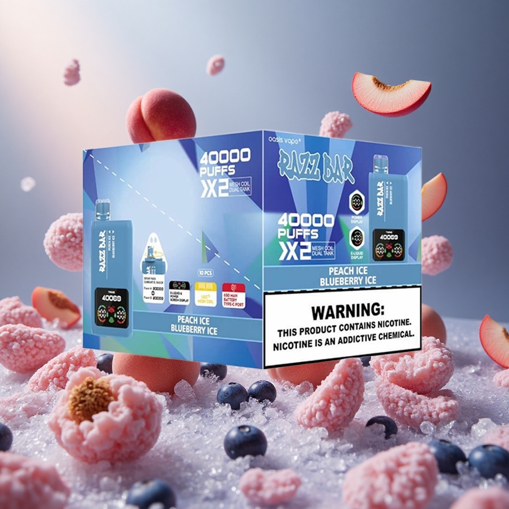 Razz Bar 40000 Puffs Sárgabarack Jég_Áfonya Jég 1.0Ohm 2 Mesh Coil hungary vape wholesale