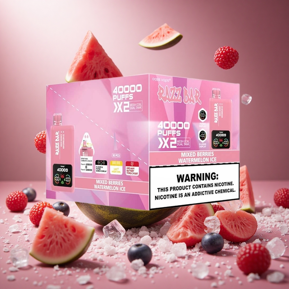 Razz Bar 40000 Puffs Vegyesbogyó_Görögdinnye Jég 1.0Ohm 2 Mesh Coil hungary vape wholesale