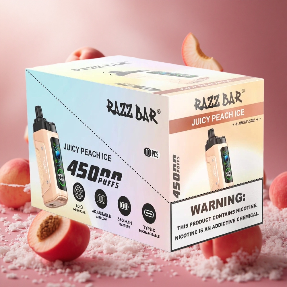 Razz Bar 45000 Puffs Jeges Őszibarack Íz 1.0 Ohm Mesh Coil hungary vape wholesale