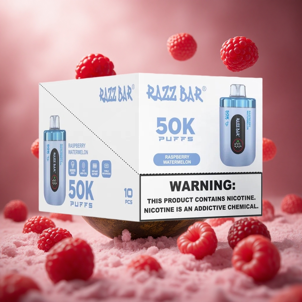 Razz Bar 50000 Puffs Elszívható E-szigaret Málna Görögdinnye Hungary Vape Wholesale
