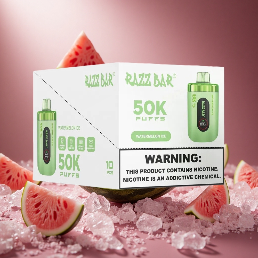 Razz Bar 50K Puffs 50000 Puffs Eldobható Vape Görögdinnye Jég hungary vape wholesale
