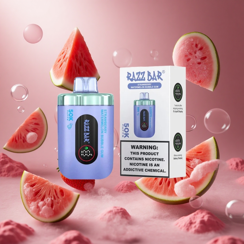 Razz Bar 50K Puffs Eper Görögdinnye Buborékrágó 1.0 Ohm Mesh Coil hungary vape wholesale