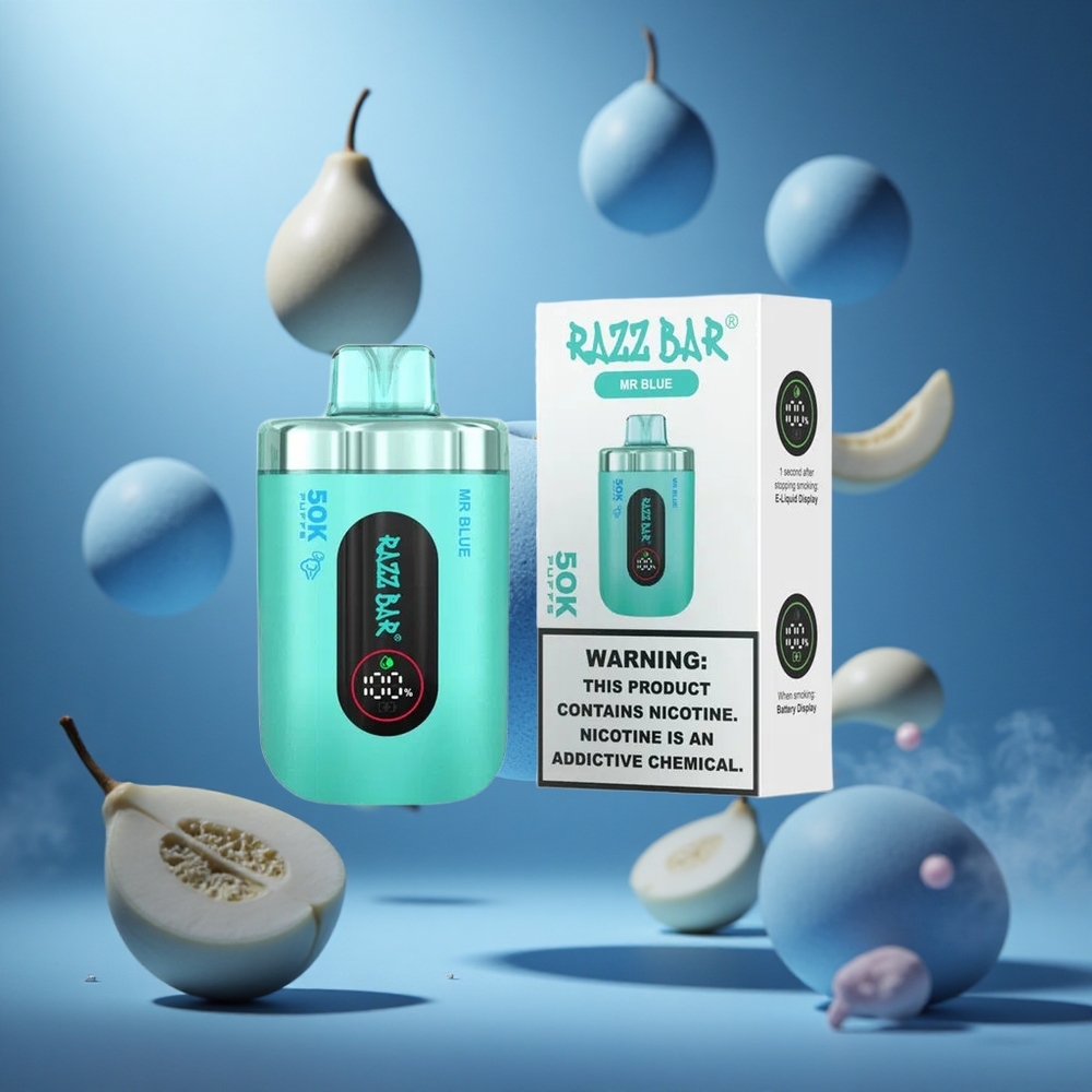 Razz Bar 50K Puffs Kék Elszívható E-cigaretta 1.0 Ohm Mesh Coil hungary vape wholesale