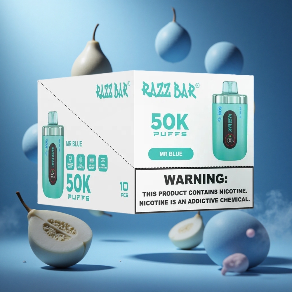 Razz Bar 50K Puffs Kék Elszívható E-cigaretta 1.0 Ohm Mesh Coil hungary vape wholesale