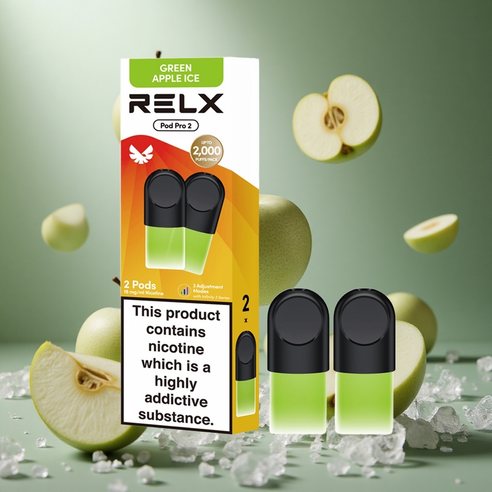 RELX Pod Pro 2 600 puffs Zöldalma Jég 1,8% nikotintartalmú hungary vape wholesale