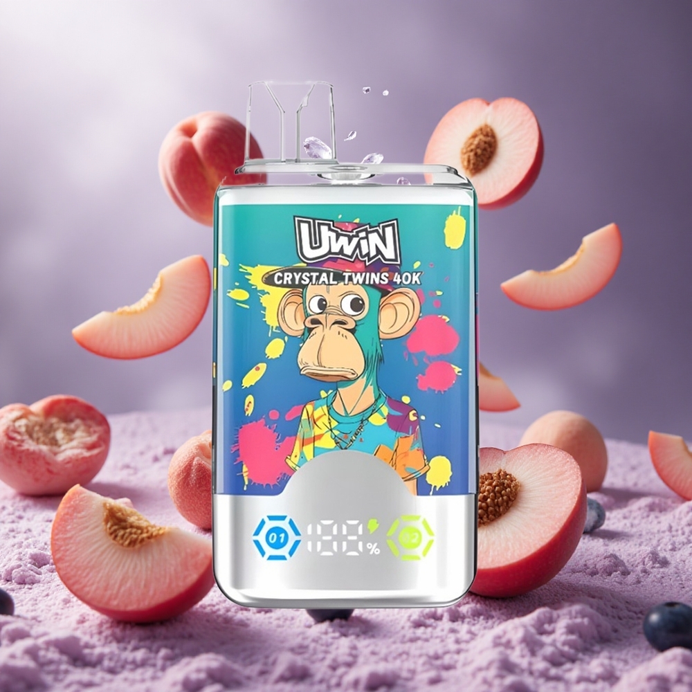UWIN Crystal Twins 40000 Puffs Áfonya Jég és Őszibarack Jég 32ml hungary vape wholesale
