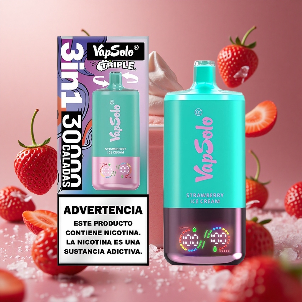 VapSolo Triple 30000 Puffs Eper Jégkrém hungary vape wholesale