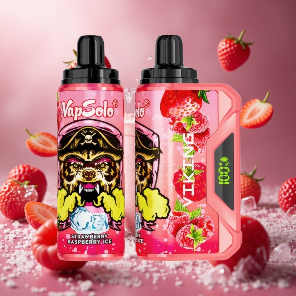VapSolo VIKING 12000 Púf Egyszerhasználatos E-cigaretta Eper Málna Jég hungary vape wholesale