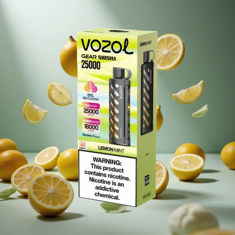 VOZOL Gear Shisha 25000 Puffs Keverék Citrom Menta 30 Finom Íz S.i.L.C Tech hungary vape wholesale